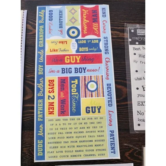 LOT Scrapbooking Stickers - Boys Blue Space Hero Men Man - NEW & Retired #10 - Picture 4 of 13